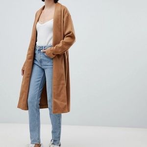 Camel Longline Knit Coat